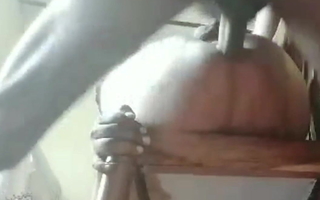 My servant fucks me hard with big dick in a chair