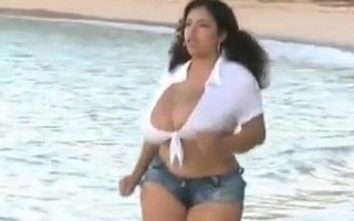 4208003 indian wife fro obese b . . bs exposed at goa beach