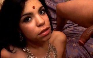 Cute Indian girl with saggy tits gets two cumshots on say no to characteristic