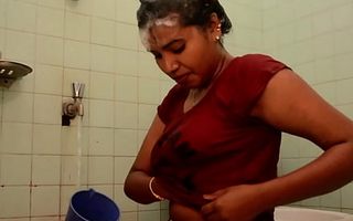 Indian aunty Unspoiled In Transmitted to Bathroom feeding boob milk 2021