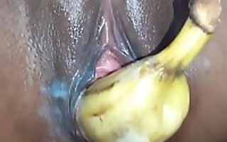 lonely horny girl assemble a banana dominant their way pussy