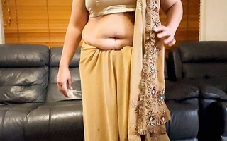 Astonishing Saree Satirize - Indian Wife Undressing Say no to Clothes and Plays on Webcam