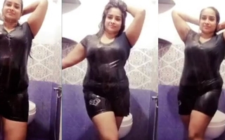 Indian Chunky Breast Step Sister Arya in Bathroom