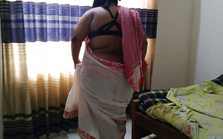 55y old Indian desi hot aunty in wan saree sweeps house then a stranger comes and fucks her - Chubby Ass & Huge Titties cum