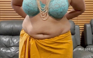 Superb Indian Milf Changing Saree - Teases in Bra, Panty, Saree Half-shirt & Skirt