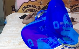 Indian bhabi  put on blue  saree and fuck hard by devar
