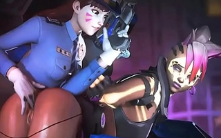 Officer D.VA X Sombra Overwatch animation older
