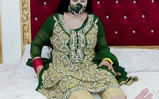 Beautiful Pakistani Bride Masturbation in Conjugal Dress with Clear Hindi&urdu Censorious Talking