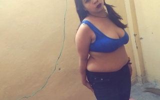 Cute Bengali Wed Neeti Bose Doing Blowjob in Blue Blouse and Bonking Hard encircling Cum in Pussy with Mr Goswami