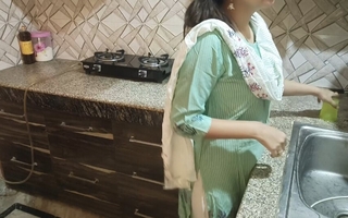 desi sexy stepmom acquires angry essentially him after proposing hither kitchen pissing
