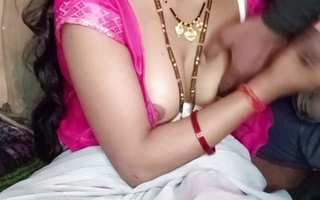 Hot Indian aunty driven her big tits plus got great pleasure overwrought massaging her edict son's penis