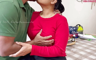 Horny Indian Play the part Daughter - Romantic Deep Kissing, Handjob and Nipple Play