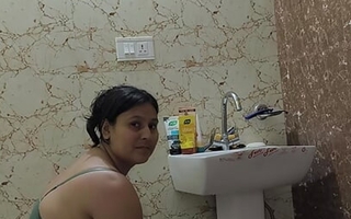 Puja bhabhi bathing wide shower