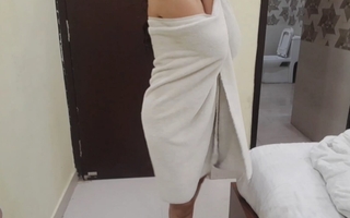 Indian girl towel dance and show her circle