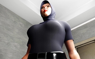 3D Hijab Futa officer female domination anal fuck kneading hood slave